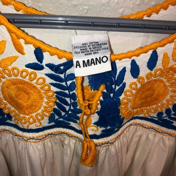 KIMILI Embroidery Blouse/ Dress Medium Cream Light Blue - Picture 5 of 9